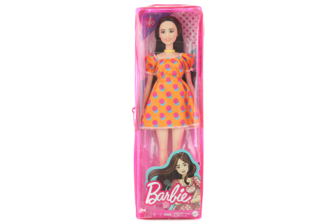 Barbie Modelka - oranžové šaty s puntíky GRB52 TV 1.2.-30.6.