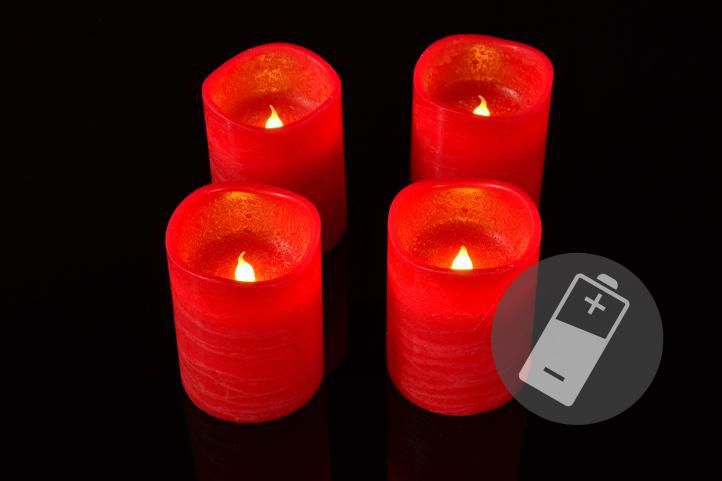 Dekorativní sada - 4 adventní LED svíčky, červené
