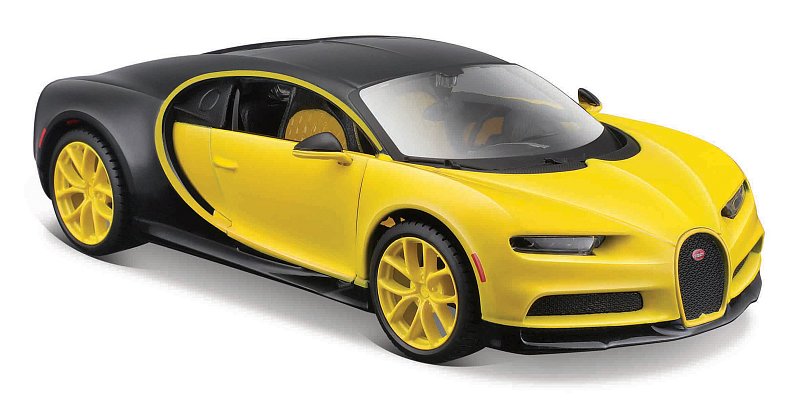 Maisto Bugatti - Bugatti Chiron, žlutá/černá, 1:24