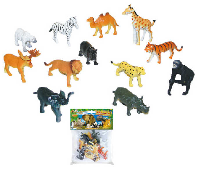 Zvířata divoká Safari 7cm plastové figurky zvířátka set 12ks v sáčku
