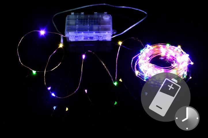 LED osvětlení - měděný drát - 100 LED barevné