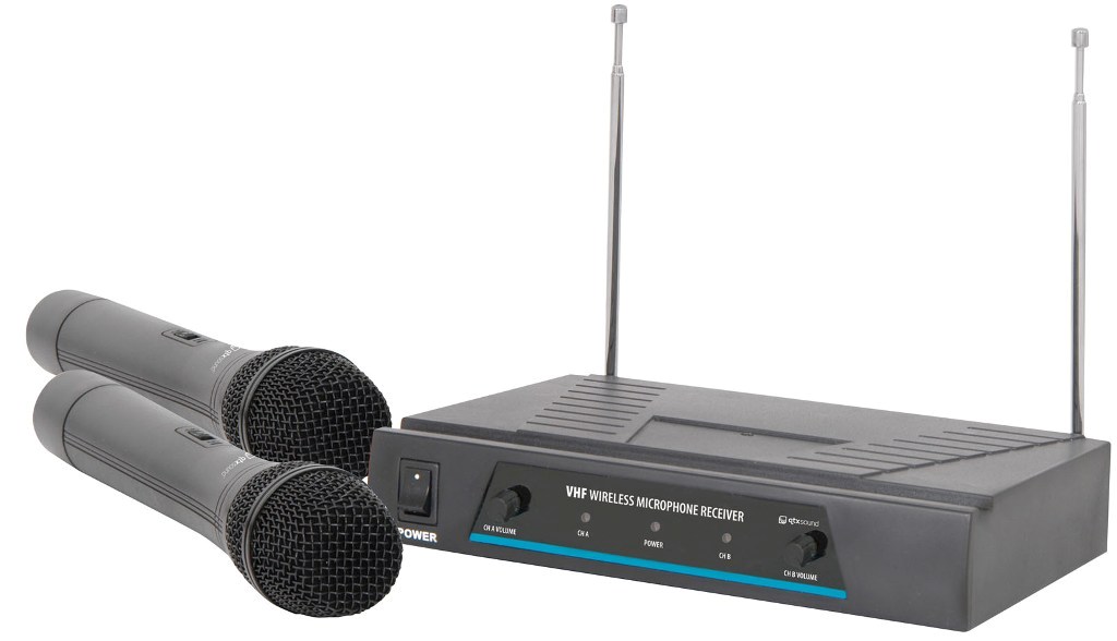 QTX VHF-2, bezdrátový 2 kanálový VHF mikrofon s frekvencemi 174,1 + 175 MHz