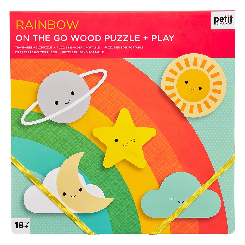 Petit Collage Robustní dřevěné puzzle Rainbow
