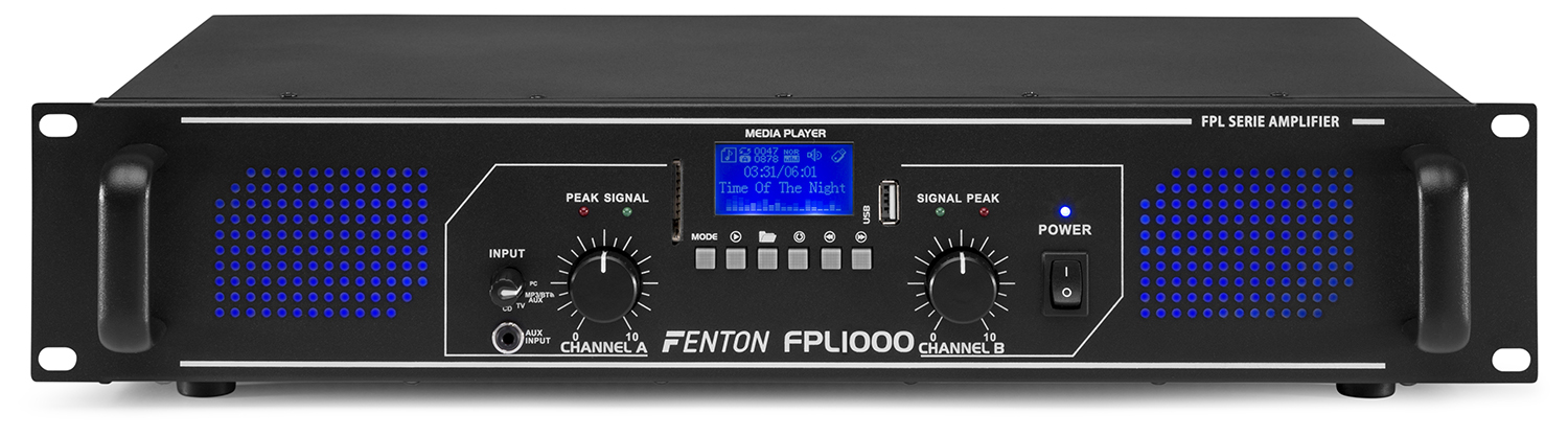 Fenton FPL1000, digitální zesilovač 2x500W, MP3, Bluetooth, LED