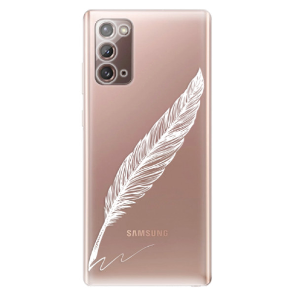 Odolné silikonové pouzdro iSaprio - Writing By Feather - white - Samsung Galaxy Note 20