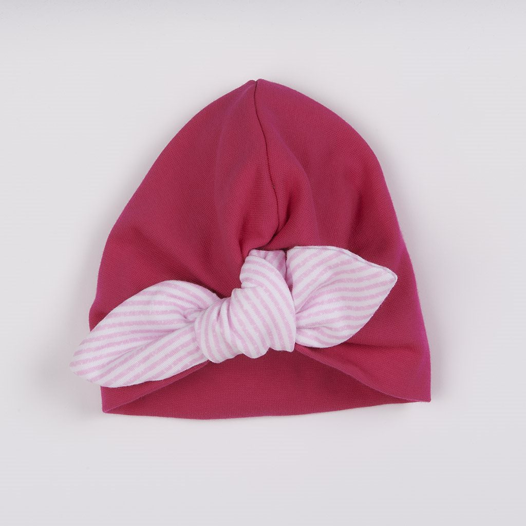 Dívčí čepička turban New Baby For Girls - stripes - růžová/68 (4-6m)