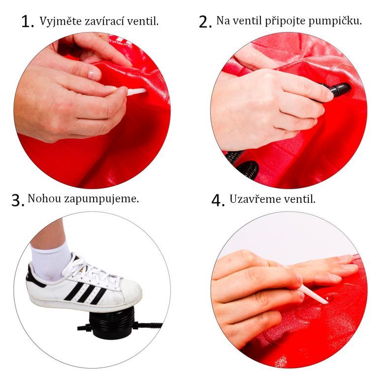 MOVIT Gymnastický míč s nožní pumpou, 65 cm, červený