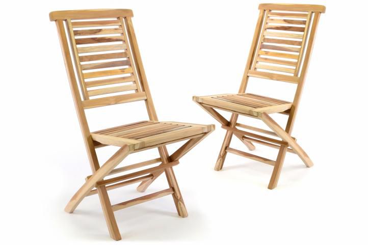 Sada 2 ks zahradní židle skládací DIVERO &quot;Hantown&quot; z masivního týkového dřeva