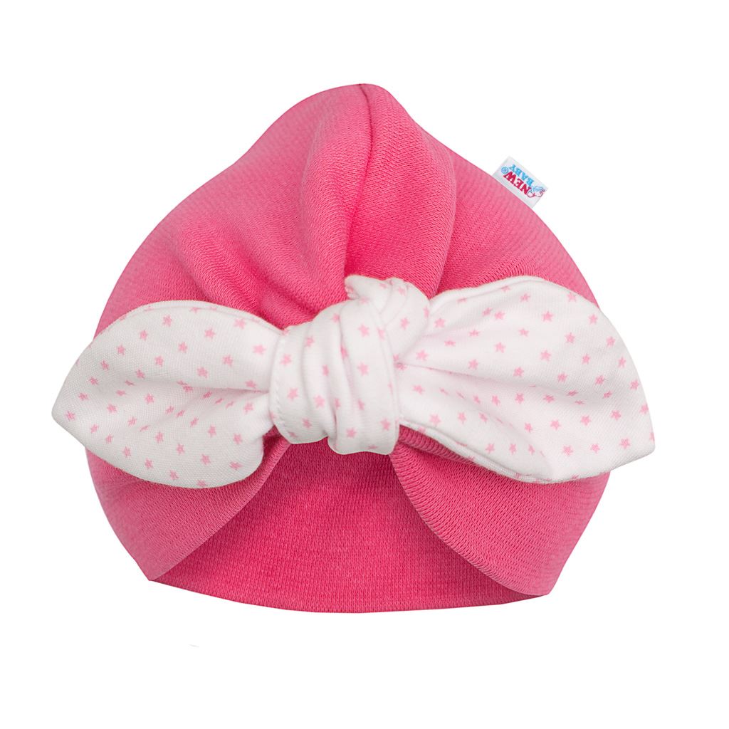 Dívčí čepička turban New Baby For Girls - dots - růžová/62 (3-6m)