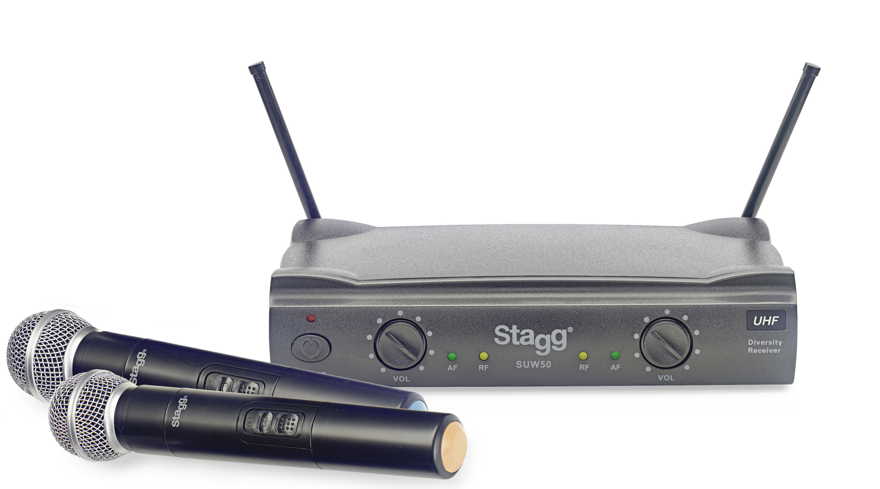 Stagg SUW 50 MM FH, UHF mikrofonní set 2 kanálový, 2x ruční mikrofon
