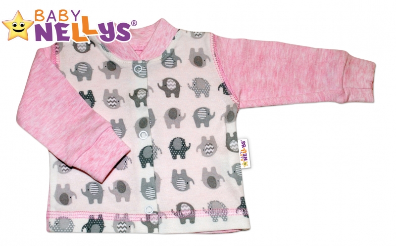 Košilka SLONÍK Baby Nellys ® - růžový melírek - 68 (4-6m)