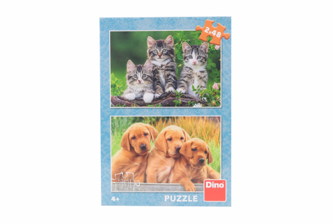 Puzzle Pejsci a kočičky 2x48 dílků