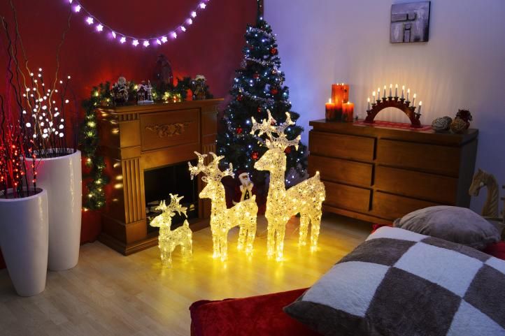 Světelná dekorace vánoční sob 100 cm, teple bílý