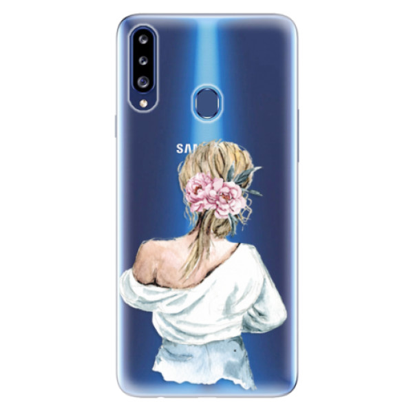 Odolné silikonové pouzdro iSaprio - Girl with flowers - Samsung Galaxy A20s