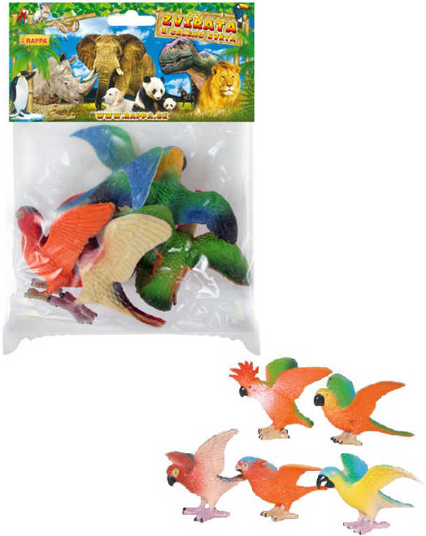 Papoušci set 5ks plastové figurky zvířátka v sáčku