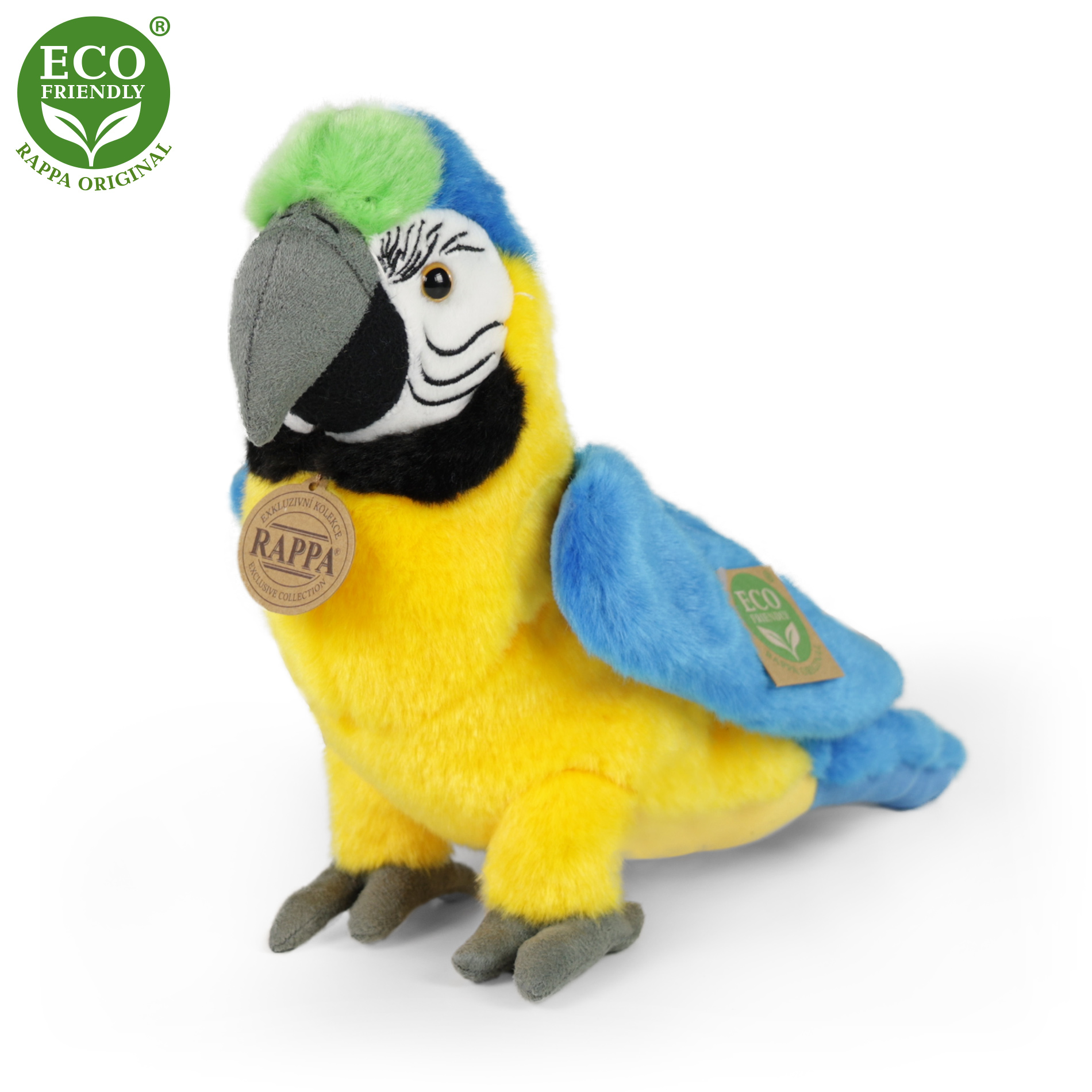 Plyšový papoušek modro žlutý Ara Ararauna 24 cm ECO-FRIENDLY