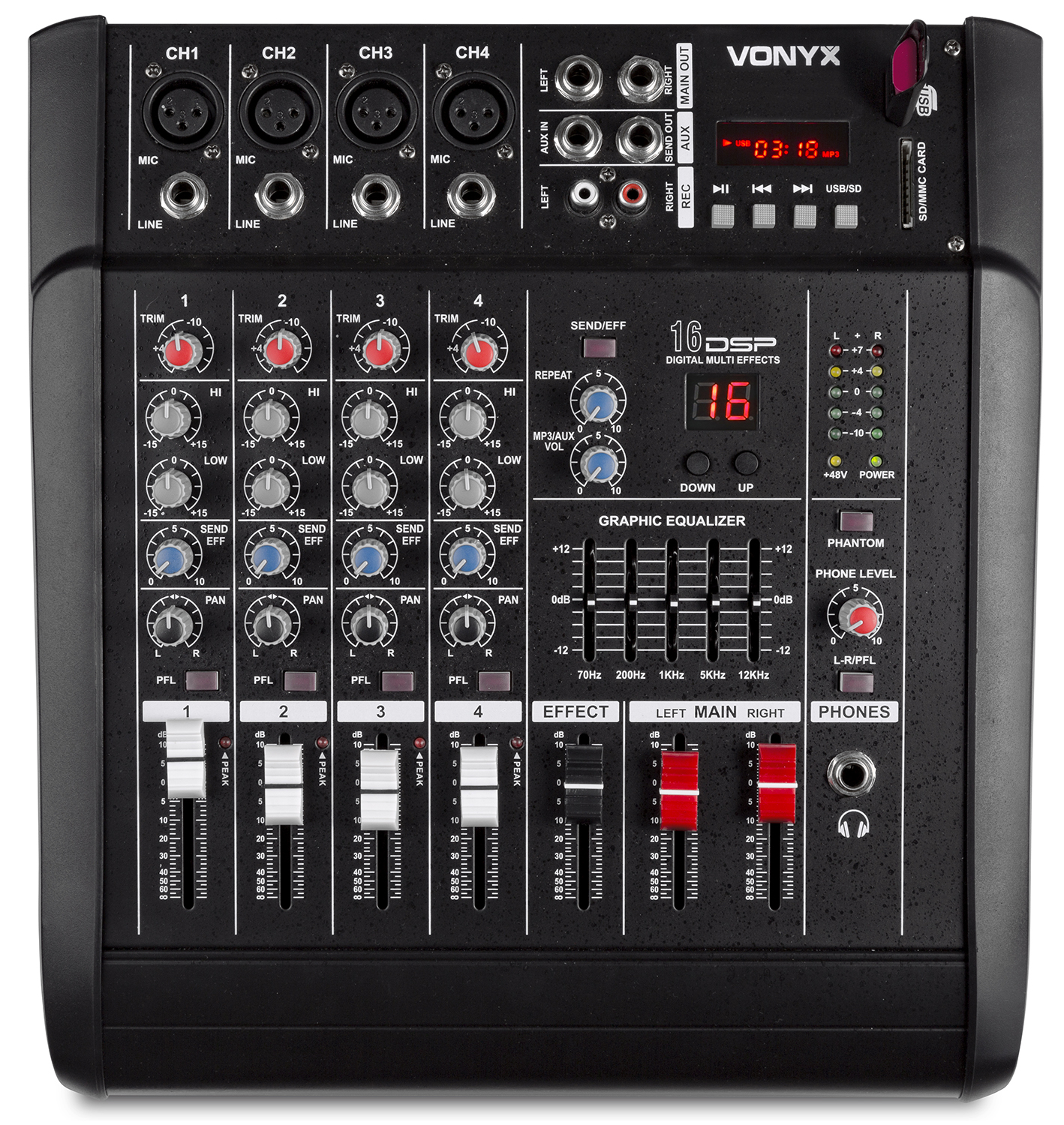 Vonyx AM5A, 5-kanálový aktivní mix pult s DSP/BT/MP3