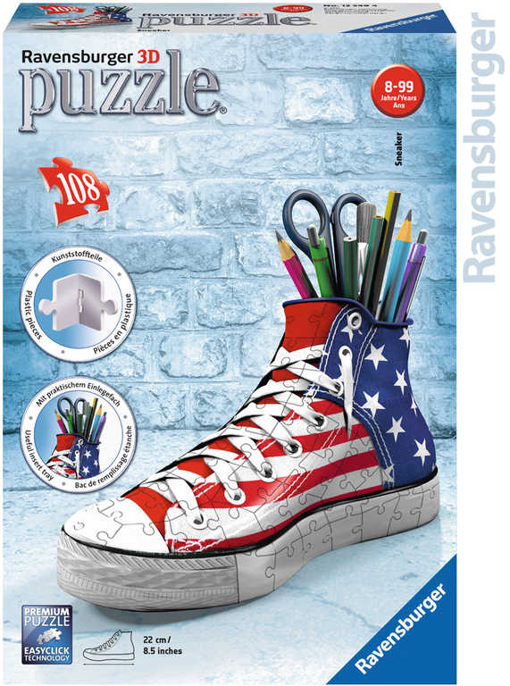 RAVENSBURGER Puzzle 3D Kecka vlajka USA stojánek vlajková edice 108 dílků