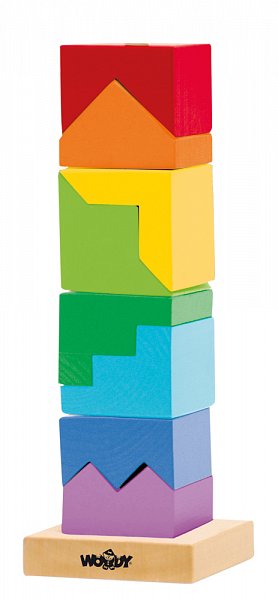 Woody hračky pro nejmenší - Skládací věž barevná - hlavolam