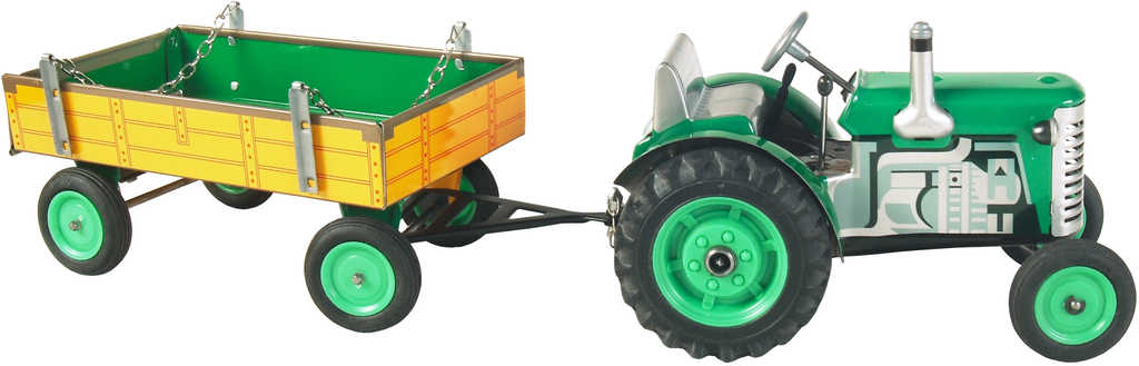 KOVAP Traktor Zetor retro model 1:25 plechový Zelený na klíček Kov 0395