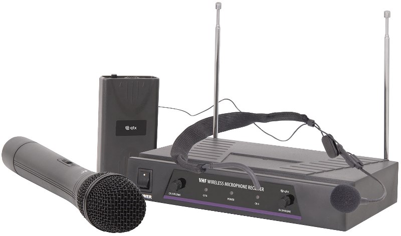 QTX VHF-N2 bezdrátový mikrofon, 2 kanálový, 173,8 + 174,8 MHz