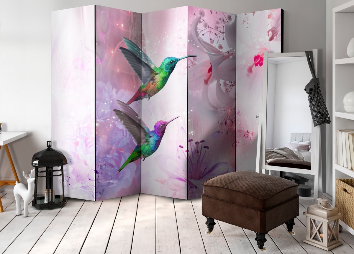 Paraván barevní kolibříci - 225x172 cm