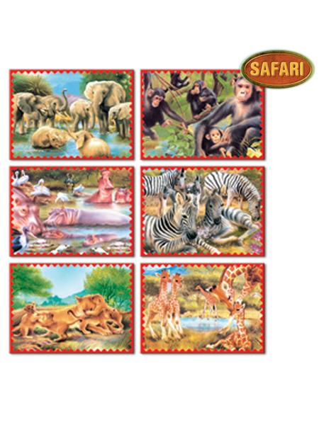 Skládací obrázkové kostky 12 ks - safari - žlutá