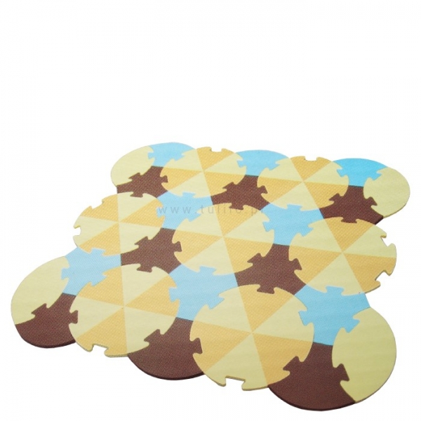 Tulilo Dětská hrací podložka puzzle, 27 ks - Trojúhelníky - béžové, K19