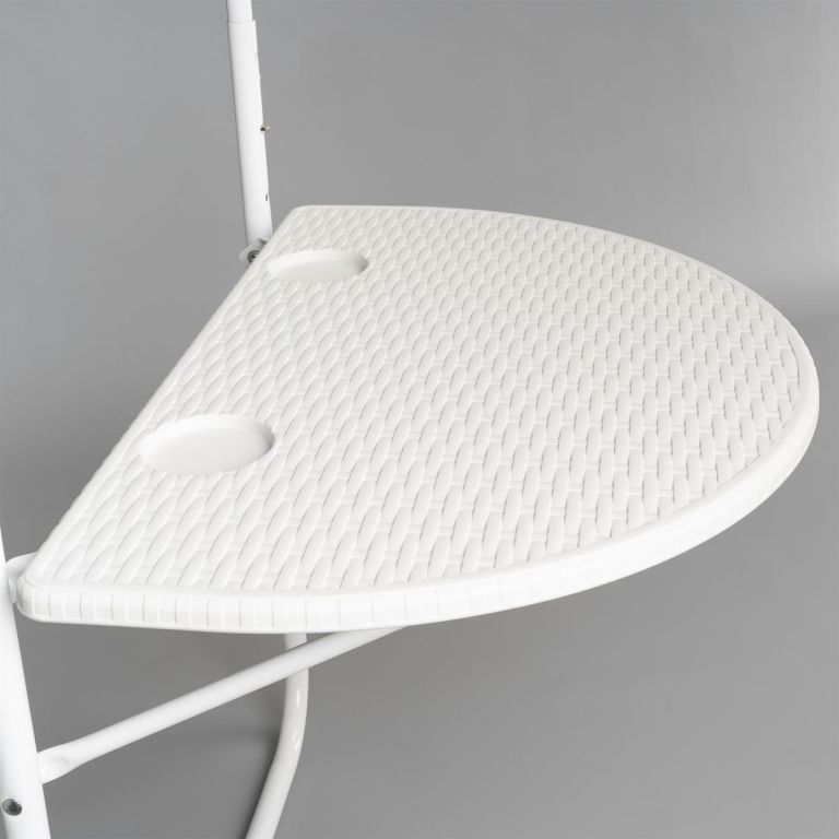 Závěsný sklopný stolek ratanového vzhledu, bílý