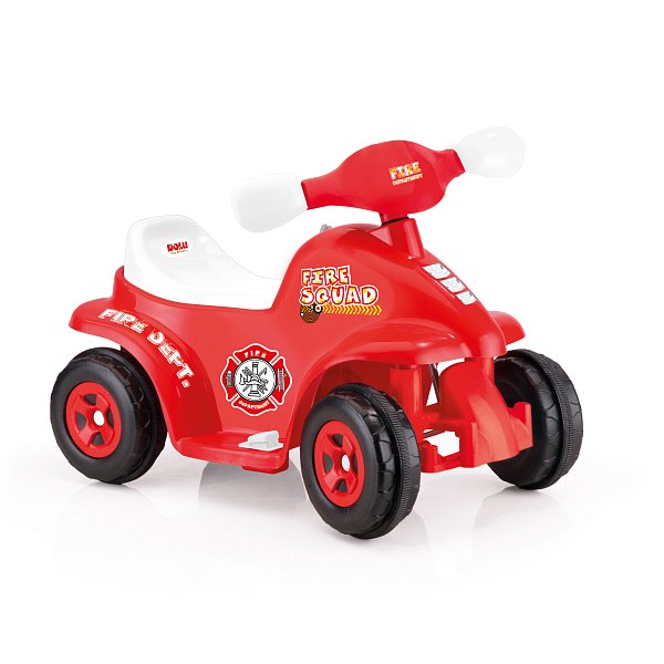 Dolu Pedalless Toys - Elektrická čtyřkolka Hasič s klaksonem,6V, červená