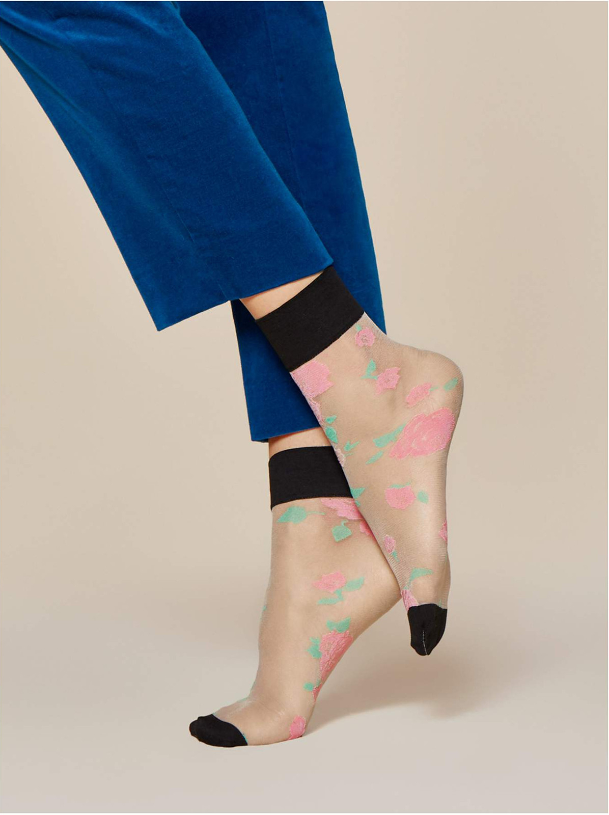 Dámské ponožky Fiore Blossom G 1045 15 den - Béžová-černá/univerzální
