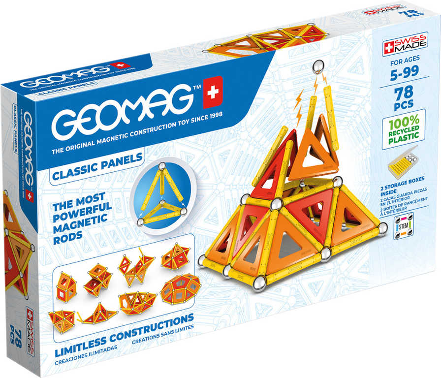 GEOMAG Classic Panels oranžová 78 dílků Eko magnetická STAVEBNICE