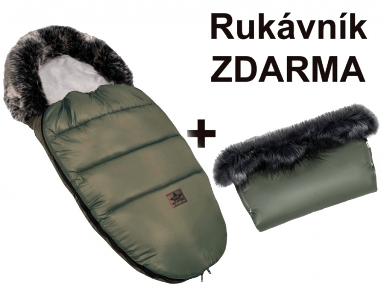 zimni-fusak-fluffy-s-kozesinou-rukavnik-zdarma-baby-nellys-50-x-100cm-olivovy