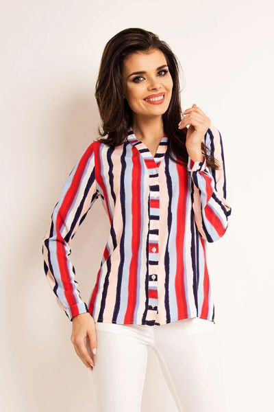 Dámská košile A 170 Lila Stripes - Awama - Vícebarevná/M