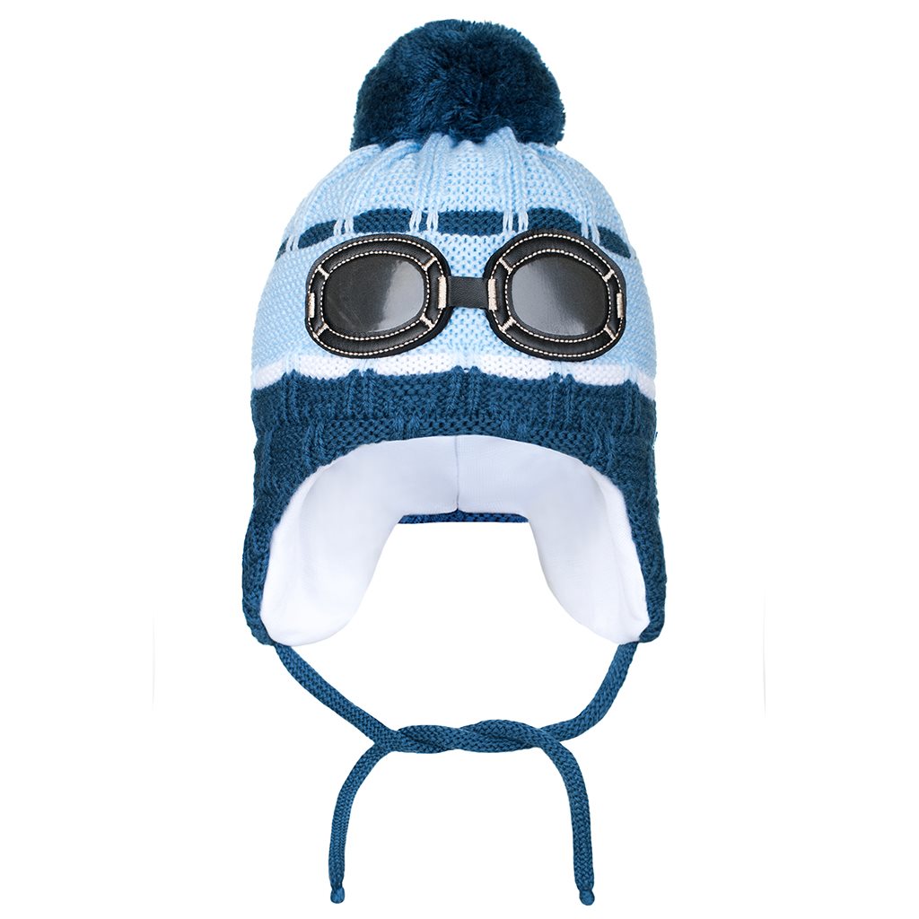 Zimní dětská čepička New Baby brýle - světle - modrá/104 (3-4r)