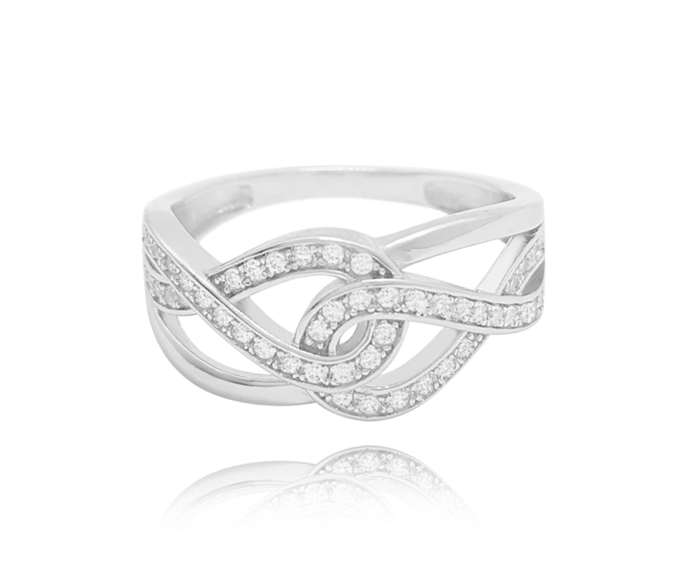 Stříbrný prsten MINET s bílými zirkony vel. 60