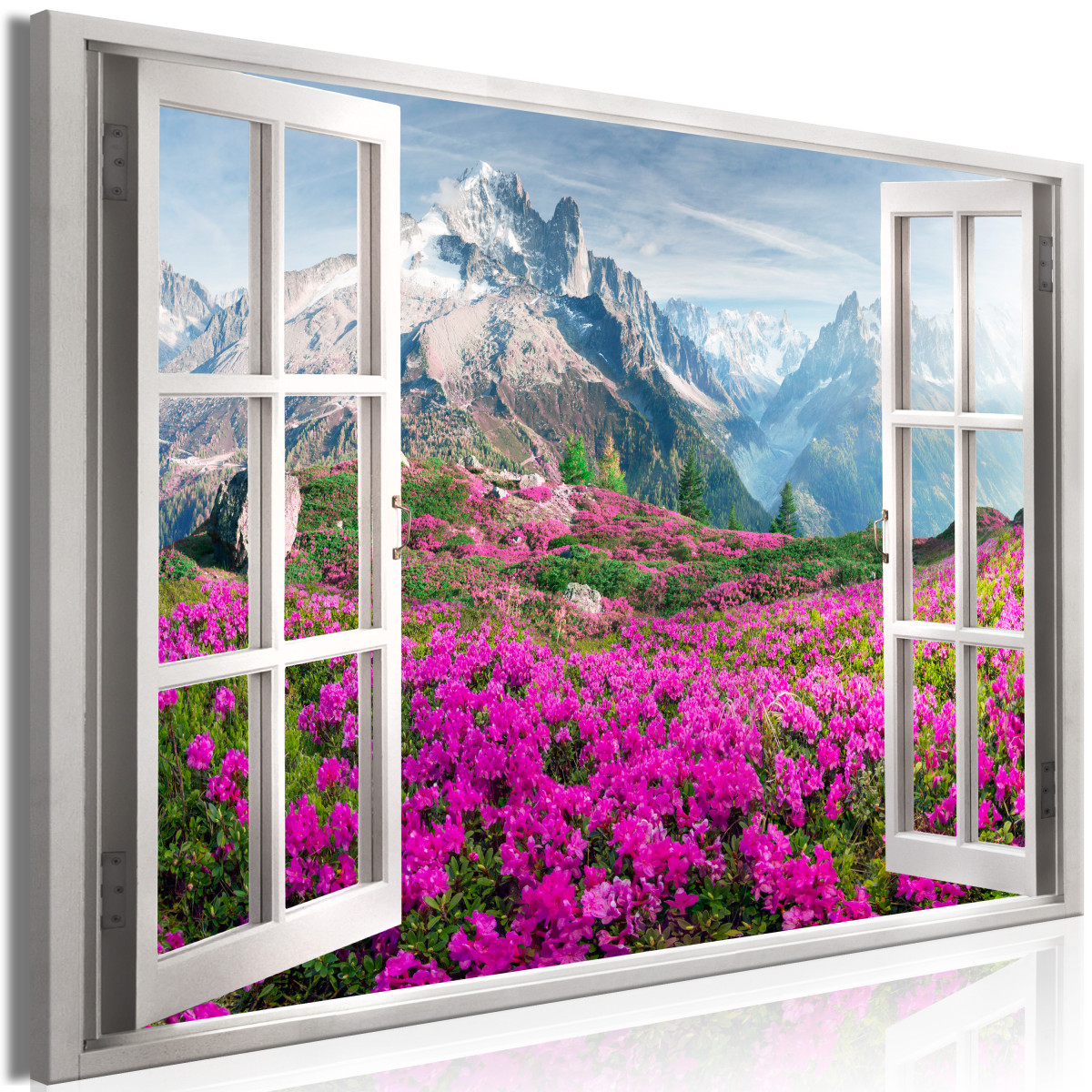 Obraz okno na alpské rododendrony