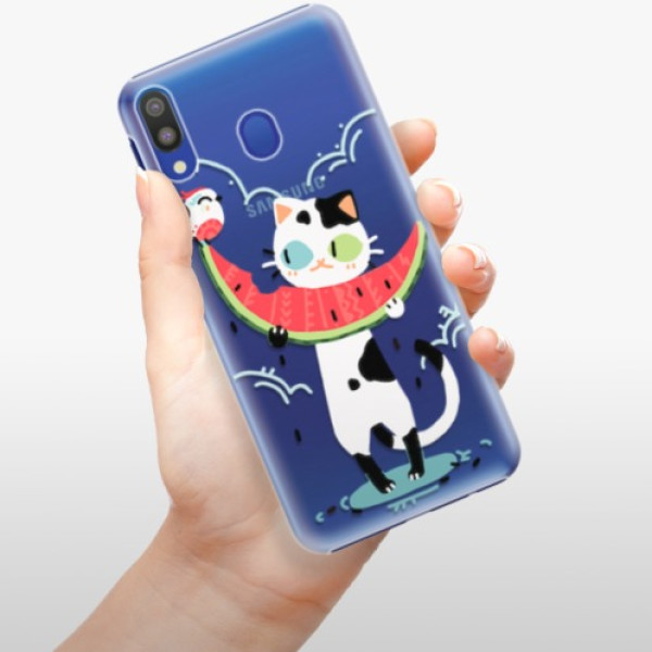 Plastové pouzdro iSaprio - Cat with melon - Samsung Galaxy M20