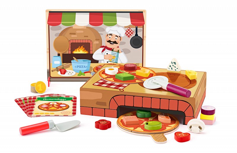 Woody hračky pro nejmenší - Didaktická hra s vkládacími tvary Pizzerie Carlo