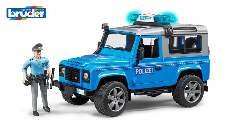 Bruder Užitkové vozy - policejní auto Land Rover s policistou, 1:16