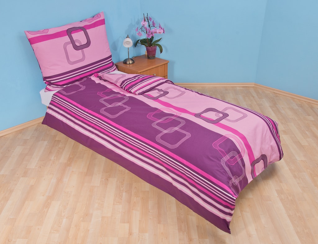 Přehoz přes postel jednolůžkový Čtverce fialové - , Výběr rozměru:
