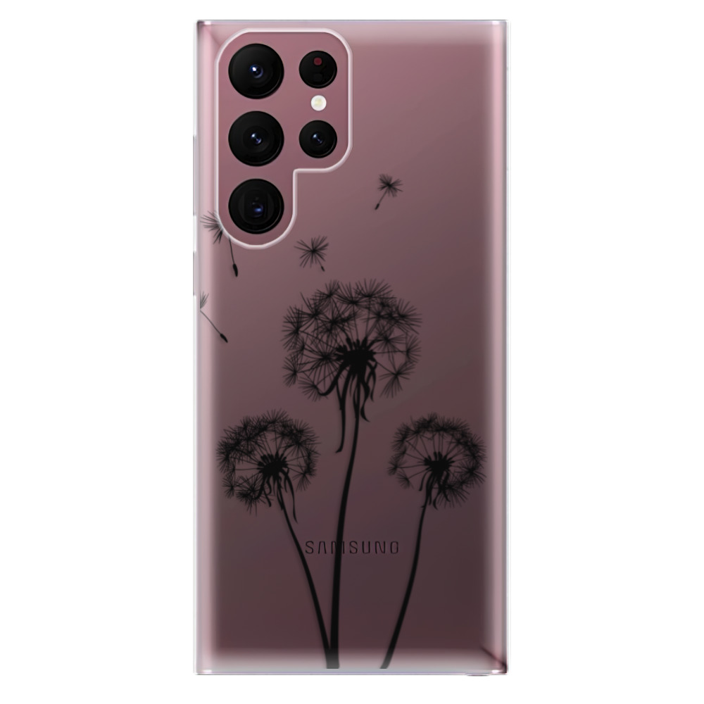 Odolné silikonové pouzdro iSaprio - Three Dandelions - black - Samsung Galaxy S22 Ultra 5G