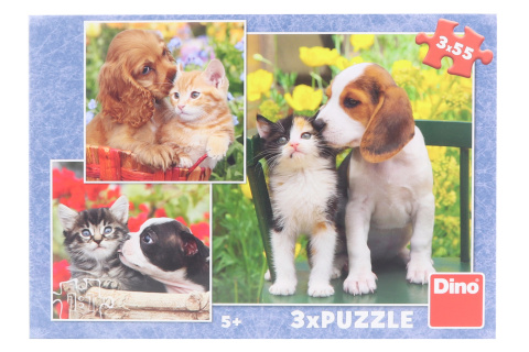 Puzzle Zvířecí kamarádi 3 x 55 dílků