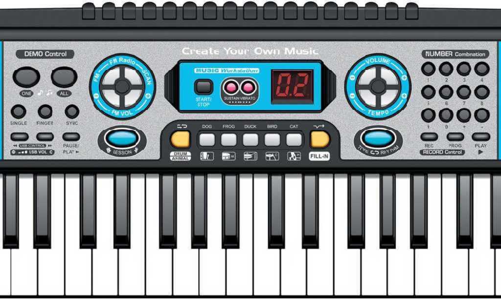 Piano dětské klávesy 54cm set s adaptérem a mikrofonem na baterie v krabici