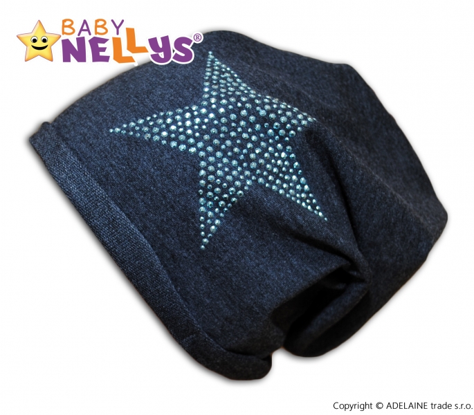 Bavlněná čepička Baby Nellys ® - Hvězdička modrá - 80-98 (9-36m)