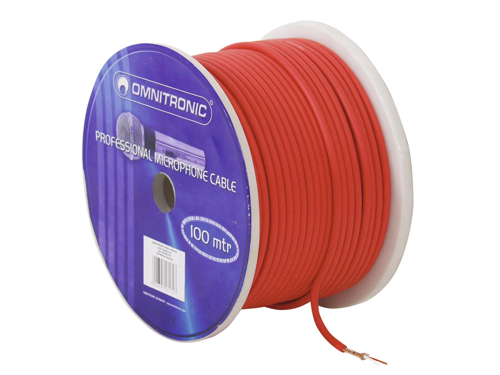 Omnitronic mikrofonní kabel, 2x 0,22qmm stíněný, červený, cena / m