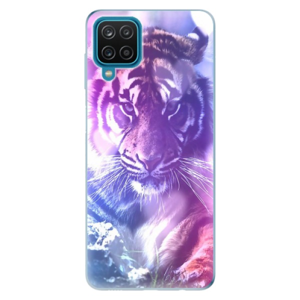 Odolné silikonové pouzdro iSaprio - Purple Tiger - Samsung Galaxy A12