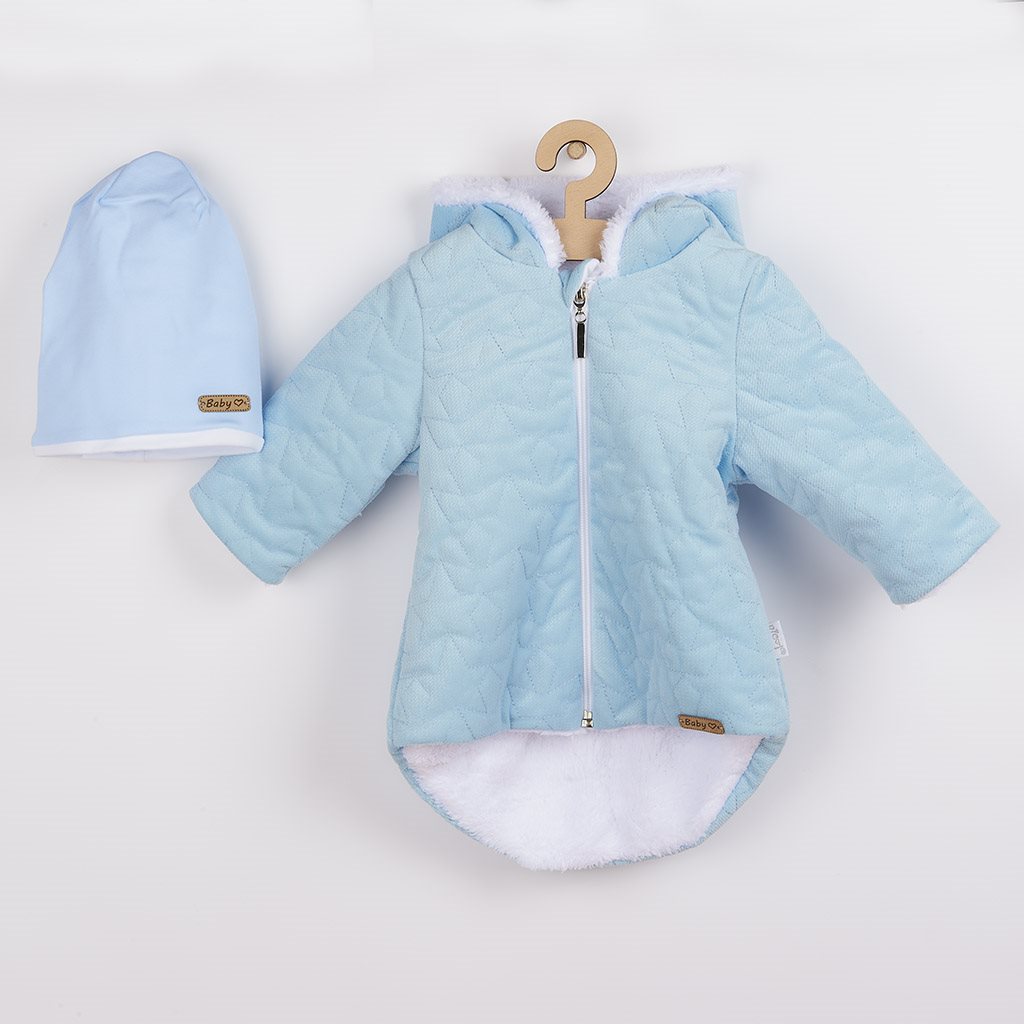 Zimní kojenecký kabátek s čepičkou Nicol Kids Winter - modrá/56 (0-3m)