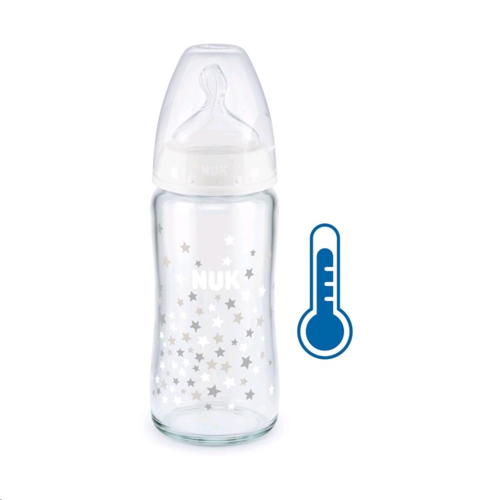 Skleněná kojenecká láhev NUK FC s kontrolou teploty 240 ml