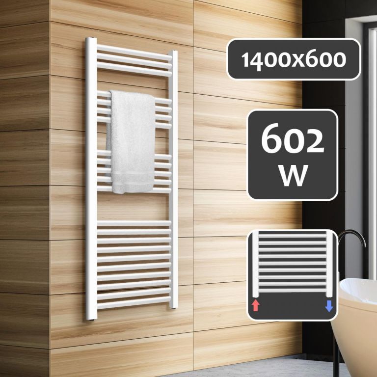 AQUAMARIN Vertikální koupelnový radiátor, 1400 x 600 mm